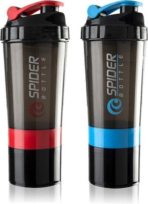 TRUE INDIAN 500 ml Plastic Shaker(Pack of 2, Red, Blue)