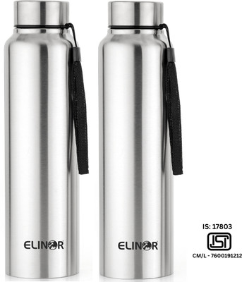 ELINOR 1000 ml Steel Bottle(Pack of 2, Silver)