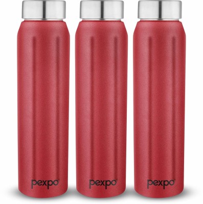 pexpo Fridge and Refrigerator Stainless Steel Water Bottle, Umbro 1000 ml Bottle(Pack of 3, Red, Steel)