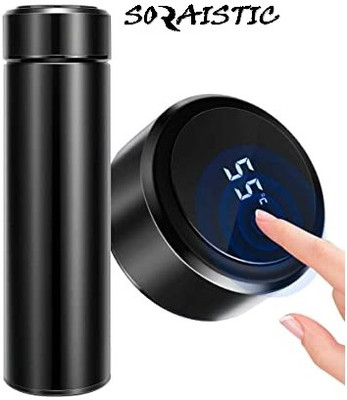 SORAISTIC Touch Screen LED Temperature Display Water Bottle 500 ml (Pack of 1) BLACK 500 ml Flask(Pack of 1, Black, Steel)