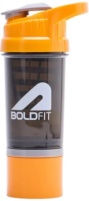 BOLDFIT 500 ml Plastic Shaker(Pack of 1, Orange, Black)