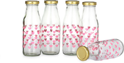 AFAST 300 ml Glass Bottle(Pack of 5, Clear, Pink)