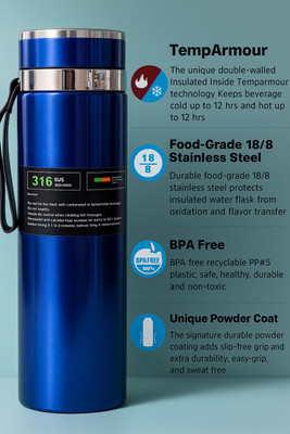 BUYNEXTs 1000 ml Steel Flask(Pack of 1, Blue)