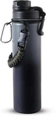 KUBER INDUSTRIES 720 ml Steel Bottle(Pack of 1, Black, Grey)