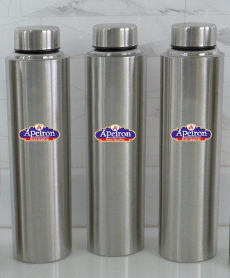 Apeiron Matt Fridge Water Bottle 1000 ml Bottle(Pack of 3, Silver, Steel)