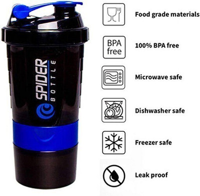 HouseOfCommon 500 ml Plastic Shaker(Pack of 1, Black)