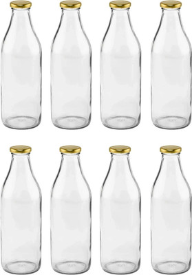 Glassbunny 1000 ml Glass Bottle(Pack of 8, White)