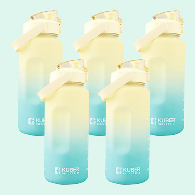 KUBER INDUSTRIES 2000 ml Plastic Bottle(Pack of 5, Yellow, Blue)