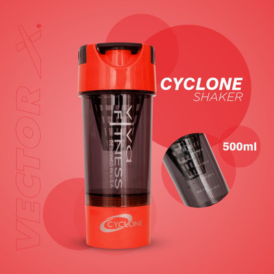 viva fitness 473 ml Plastic Shaker(Pack of 1, Red, Black)