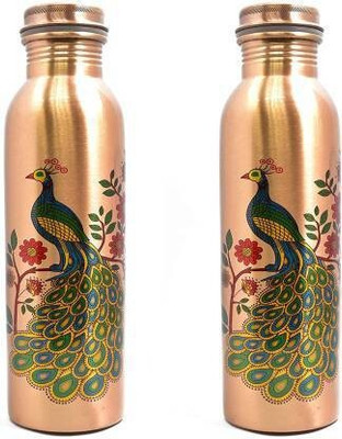 BRIJAZA 1000 ml Copper Bottle(Pack of 2, Brown)