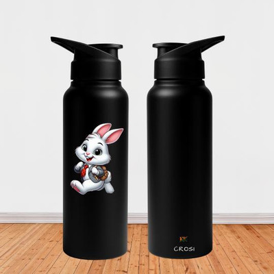 K K CROSI Unique Printed Bottle For household 500 ml Flask(Pack of 1, Black, Steel)