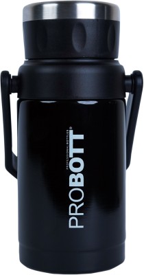 PROBOTT Handy 1100ml Hot & Cold Vacuum Insulated Water Bottle With Handle to Carry 1100 ml Flask(Pack of 1, Black, Steel)