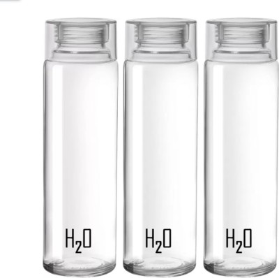 Dautaniya Da-Borosilicate Drinking Glass Water Bottle with Golden Cap 1000 ml 3pcs 1000 ml Bottle(Pack of 3, Clear, Glass)
