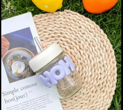 AdoringU 240 ml Glass Sipper(Pack of 1, Yellow, Pink, Purple)