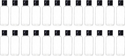 nsb herbals Empty Transparent Plastic Bottle with Black Flip Cap - Refillable & Reusable 50 ml Bottle(Pack of 24, Clear, PET)