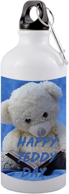 Pigmentz best happy teddy day design with cute white teddy reading book on 600 ml Bottle(Pack of 1, Multicolor, Steel)