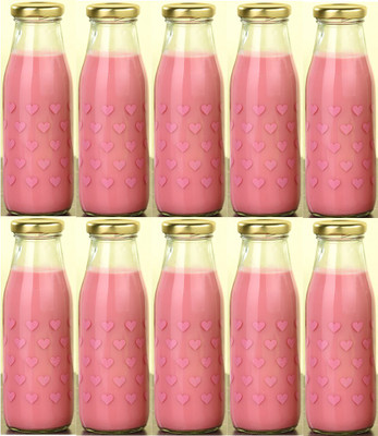 AFAST 300 ml Glass Bottle(Pack of 10, Clear, Pink)