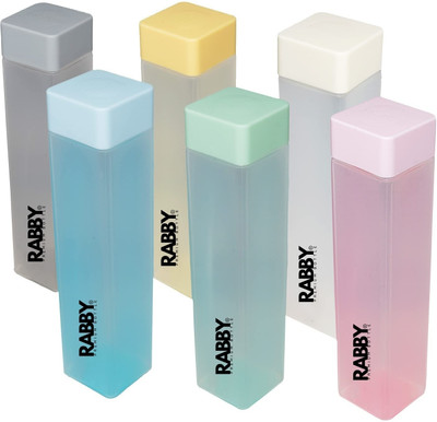RABBY 1000 ml Steel, PET Flask(Pack of 6, Multicolor)