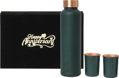 INTERNATIONAL GIFT 1000 ml Copper Bottle With Drinking Glass(Pack of 1, Green)