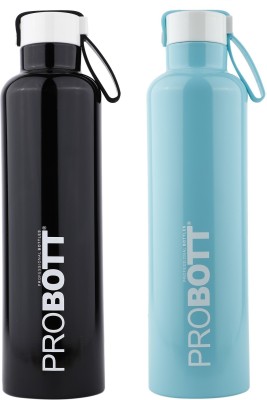 PROBOTT Bang 750ml Thermoses Vacuum Insulated Stainless Steel Water Bottle Hot & Cold 750 ml Flask(Pack of 2, Black, Light Blue, Steel)