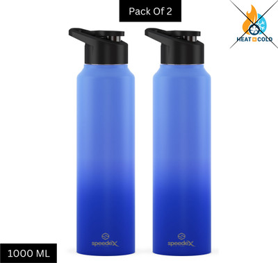 SPEEDEX 1000 ml Steel Sipper(Pack of 2, Blue, Blue)