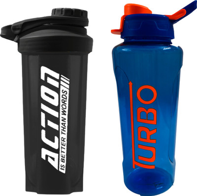 TRUE INDIAN 700 ml Plastic Shaker(Pack of 2, Black, Blue)
