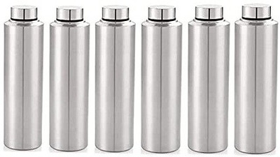 Dynore Set of 6 Stainless Steel fridge bottles 900 ml Bottle(Pack of 6, Silver, Steel)