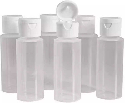 Leela 60ml Empty Clear Plastic Bottles Refillable Travel Size Bottles with Flip Cap. 60 ml Bottle(Pack of 6, Clear, Plastic)