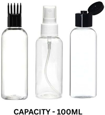 Nkt 100 ml PET Spray Bottle(Pack of 3, White)