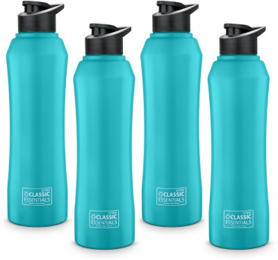 Classic Essentials Stainless Steel McKinley Water Bottle For Fridge, School, Home, Office, Travel, 1000 ml Sipper(Pack of 4, Blue, Steel)