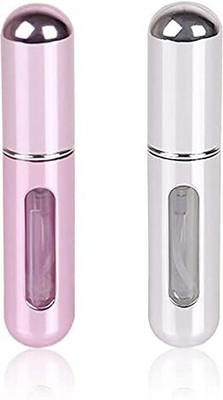 PAVITYAKSH PERFUME SPRAY BOTTLE 2 PCS Portable Mini Perfume Refillable Atomizer Container 5 ml Spray Bottle(Pack of 2, Multicolor, Aluminium)