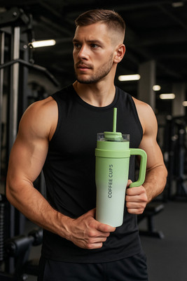 Modabay 1200 ml Steel, Plastic Sipper(Pack of 1, Green, White)