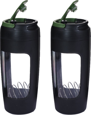 NOVEL 700 ml Plastic Shaker(Pack of 2, Black)