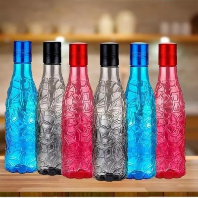 ReeQ Stylish crystal design water bottle set for multipurpose 6pc 1000 ml Bottle(Pack of 6, Black, Blue, Pink, Plastic)