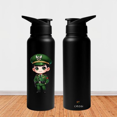 K K CROSI Unique Printed Bottle For household 500 ml Flask(Pack of 1, Black, Steel)