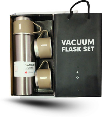 Shifozaa 500 ml Stainless Steel Bottle With Drinking Glass(Pack of 1, Silver)