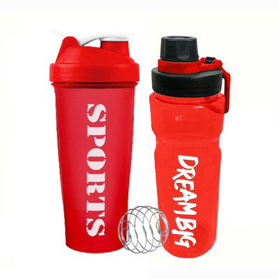 TRUE INDIAN 600 ml Plastic Shaker(Pack of 2, Red)