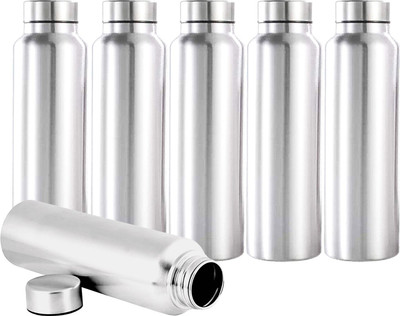 KUBER INDUSTRIES 1000 ml Steel Bottle(Pack of 6, Silver)