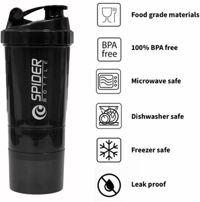 HouseOfCommon 500 ml Plastic Shaker(Pack of 1, Black)