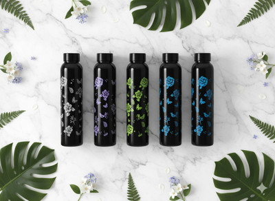 Abhinest 1000 ml Plastic Bottle(Pack of 5, Black)