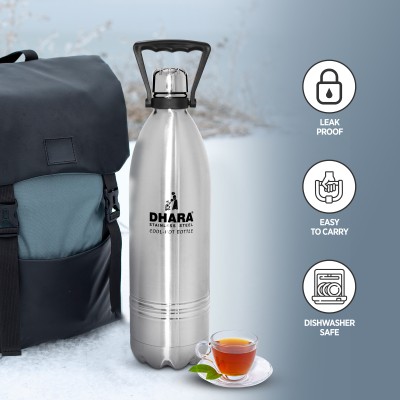 Dhara Stainless Steel Double Wall Vacuum Insulated 24 PLUS Hot and Cold Thermosteel Bottle 1800 ml Flask(Pack of 1, Silver, Steel)