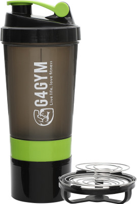 G4GYM 500 ml Plastic Shaker(Pack of 1, Green, Black)