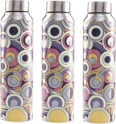 KUBER INDUSTRIES 1000 ml Steel Bottle(Pack of 3, Steel/Chrome)