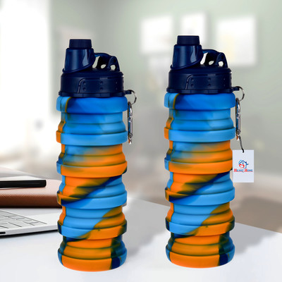 Heart Home 500 ml Silicone Bottle(Pack of 2, Blue)