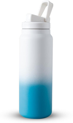 KUBER INDUSTRIES 900 ml Steel Bottle(Pack of 1, White, Blue)