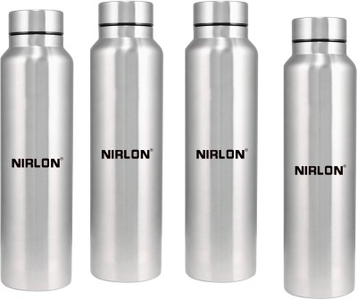 NIRLON Summer Cool Single Wall Stainless Steel Fridge Water Bottle 1000 ml Bottle(Pack of 4, Silver, Steel)