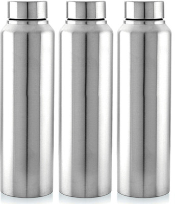 KUBER INDUSTRIES 1000 ml Steel Bottle(Pack of 3, Silver)