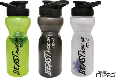 FitPro 500 ml Plastic Sipper(Pack of 3, White, Green, Black)