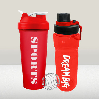 TRUE INDIAN 600 ml Plastic Shaker(Pack of 2, Red)