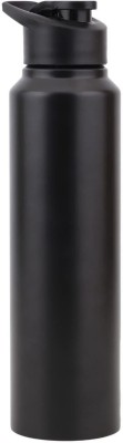 KARFE 1000 ml Stainless Steel Sports/Sipper Water Bottle (Set of 1, Black, Chrome) 1000 ml Bottle(Pack of 1, Black, Steel)